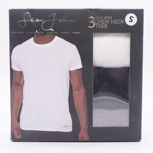 Sean John Men's 3 Pack Crew Neck T-Shirts Size Medium (black/grey/white)